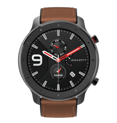 Amazfit GTR Smartwatch (47mm) Aluminum Alloy With Brown Leather Strap