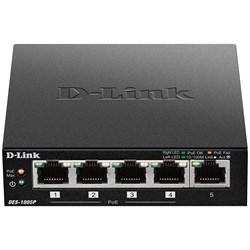 D-Link 5 Port 10/100 Unmanaged Desktop Switch with one PoE Port (DES-1005P)
