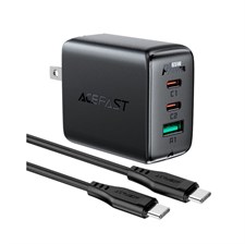 Acefast A15 PD 65W GaN USB-C Fast Wall Charger with USB-C Cable - US Plug