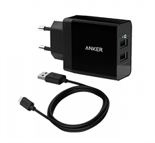 Anker 24W 2-Port USB Wall Charger with Micro USB 3ft Cable 