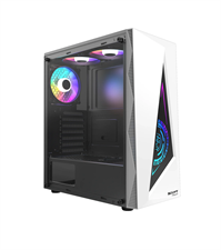 Boost Jaguar RGB ATX Mid-Tower Computer Case with 3 RGB Fans Included - White