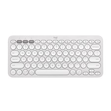Logitech Pebble Keys 2 K380s Slim Minimalist Bluetooth Keyboard with Customizable Keys - White
