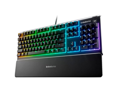SteelSeries Apex 3 Water Resistant Gaming Keyboard with Premium Magnetic Wrist Rest