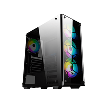Xigmatek Venom X Tempered Glass ARGB E-ATX/ATX Mid Tower Computer Case With 4 x ARGB Fans Pre-Installed
